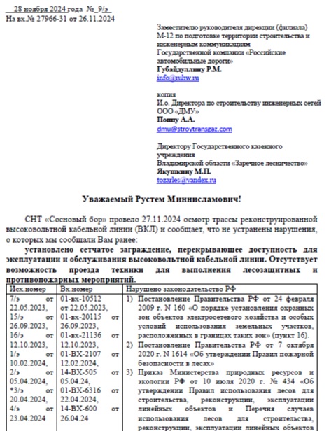 О неготовности подписать Акт о взаимном исполнении обязательств